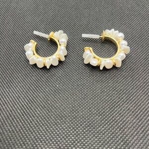 Gold colour and Pearl Hoop Earrings